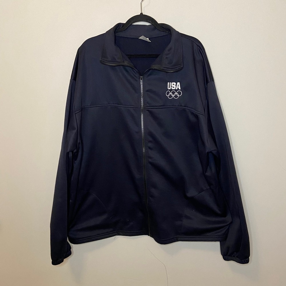 United States Olympic Committee Blue Full Zip Performance Track Jacket Size 3XL